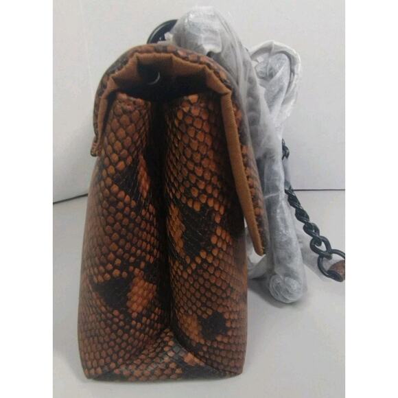 Nicole Miller Brown & Black Python Look Crossbody Handbag NWTS MSRP $60 - Picture 10 of 11